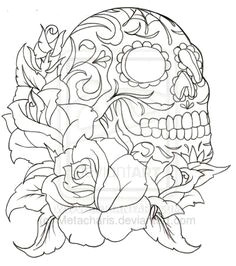 Drawings Of Sugar Skulls and Roses 24 Best Sugar Skull Tattoo Outlines Images Candy Skulls Sugar