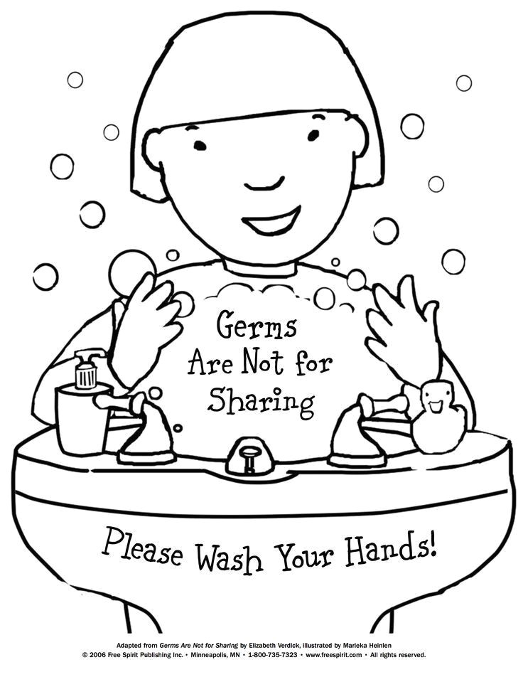Drawings Of Washing Hands Free Printable Coloring Page to Teach Kids About Hygiene Germs are