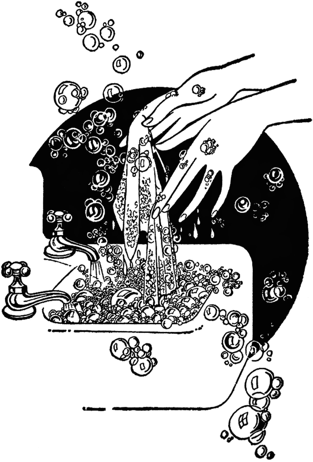 Drawings Of Washing Hands Vintage Hand Washing Image Bubbles Printables Graphics Fairy