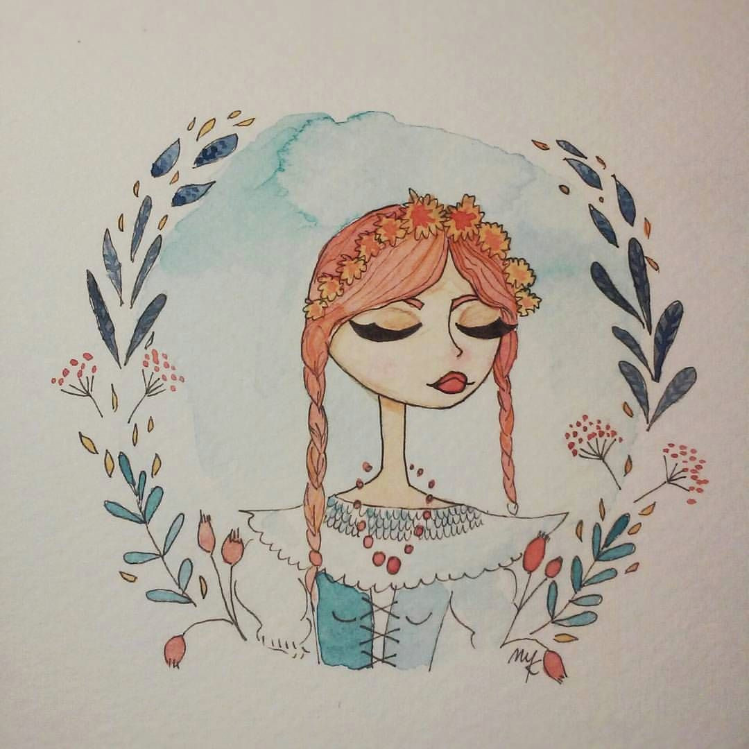 Drawings Of Winter Roses Kolejna Zakopiaa Ska Panna Other Moutain Girl Illustration