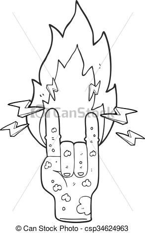 Drawings Of Zombie Hands Freehand Drawn Black and White Cartoon Zombie Hand Making Horn Sign