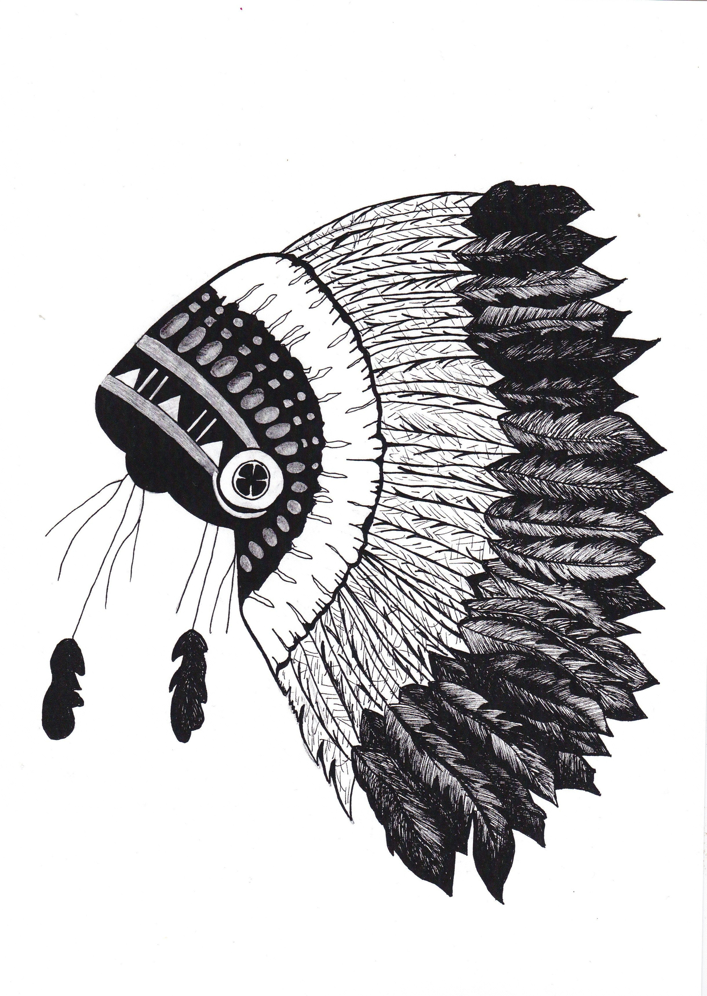 Drawings Using Hands Blessedeleven Indian Head Dress Drawing original Hand Drawing Using