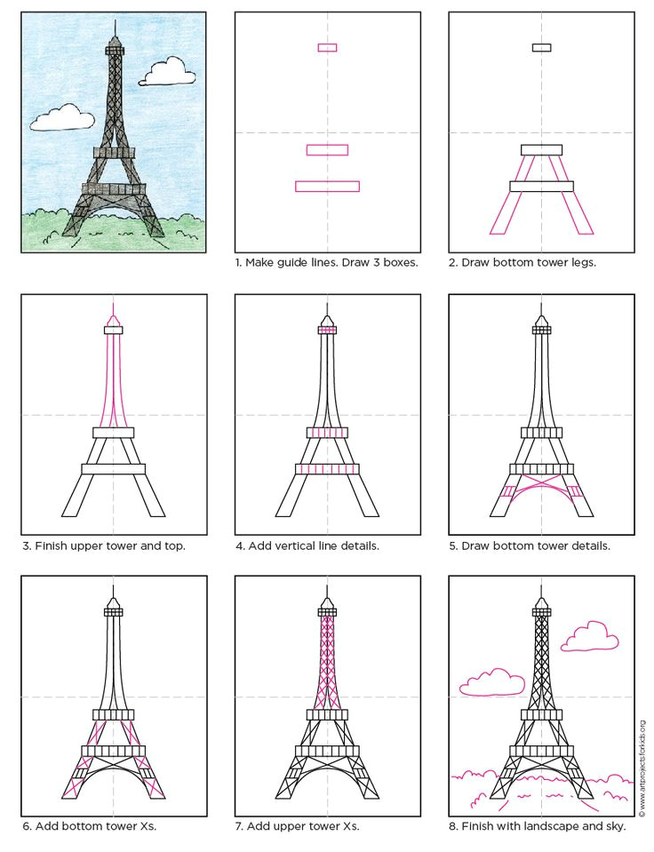 Easy 3d Drawings for Beginners Pdf How to Draw the Eiffel tower Apfk Tutorials Pinterest Drawings