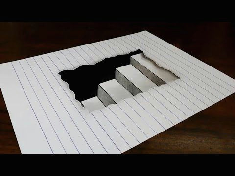 Easy 3d Drawings On Paper Step by Step How to Draw 3d Steps In Line Paper Easy Trick Art for Kids