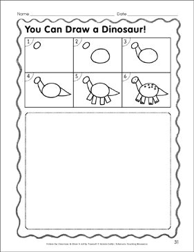 Easy 6 Step Drawings It S A Dinosaur Kids Will Love Drawing This Easy 6 Step Picture On