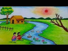 Easy Drawing Environment How to Draw Winter Morning Scenery with Titi Oil Pastel Colours