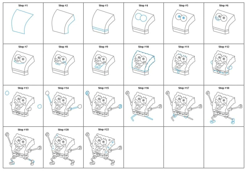 Easy Drawing for 5th Standard How to Draw Spongebob Step by Step Funny Sketch and Picture