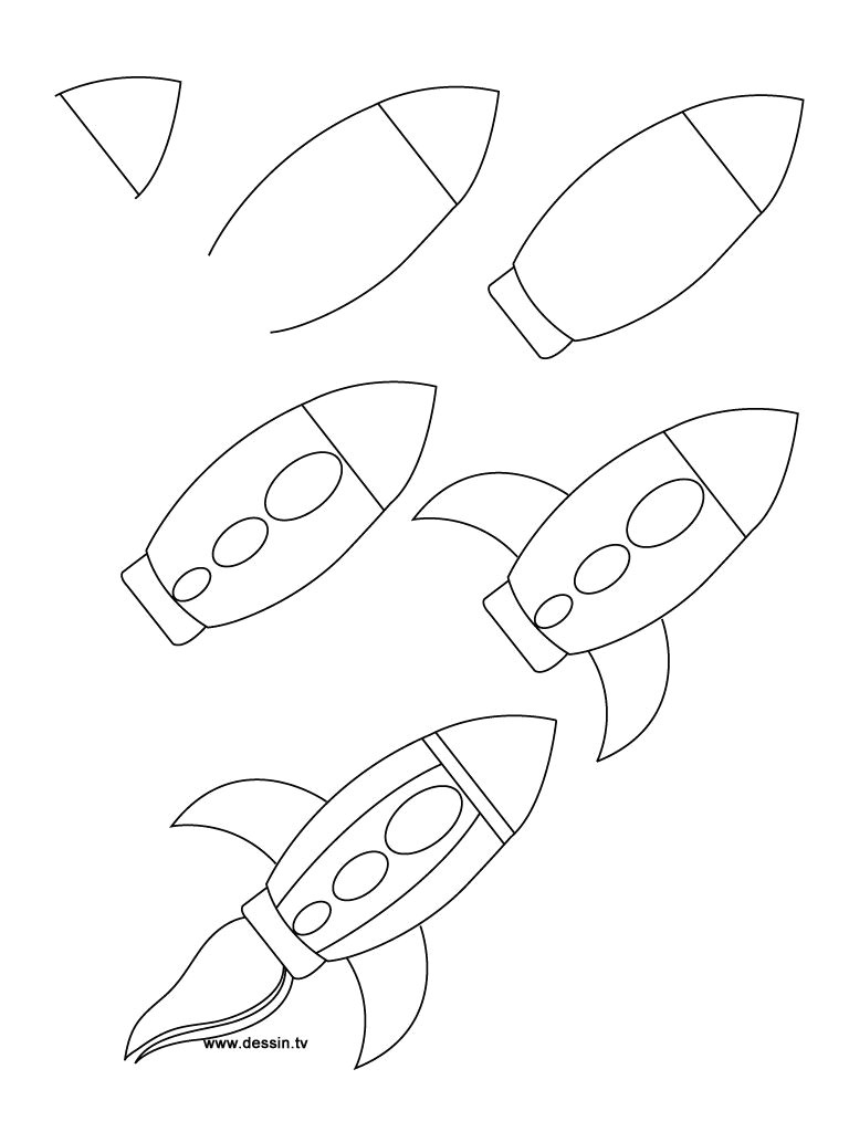 Easy Drawing for Class 10 Kids Learn How to Draw A Rocket Crafts Creativity Basteln