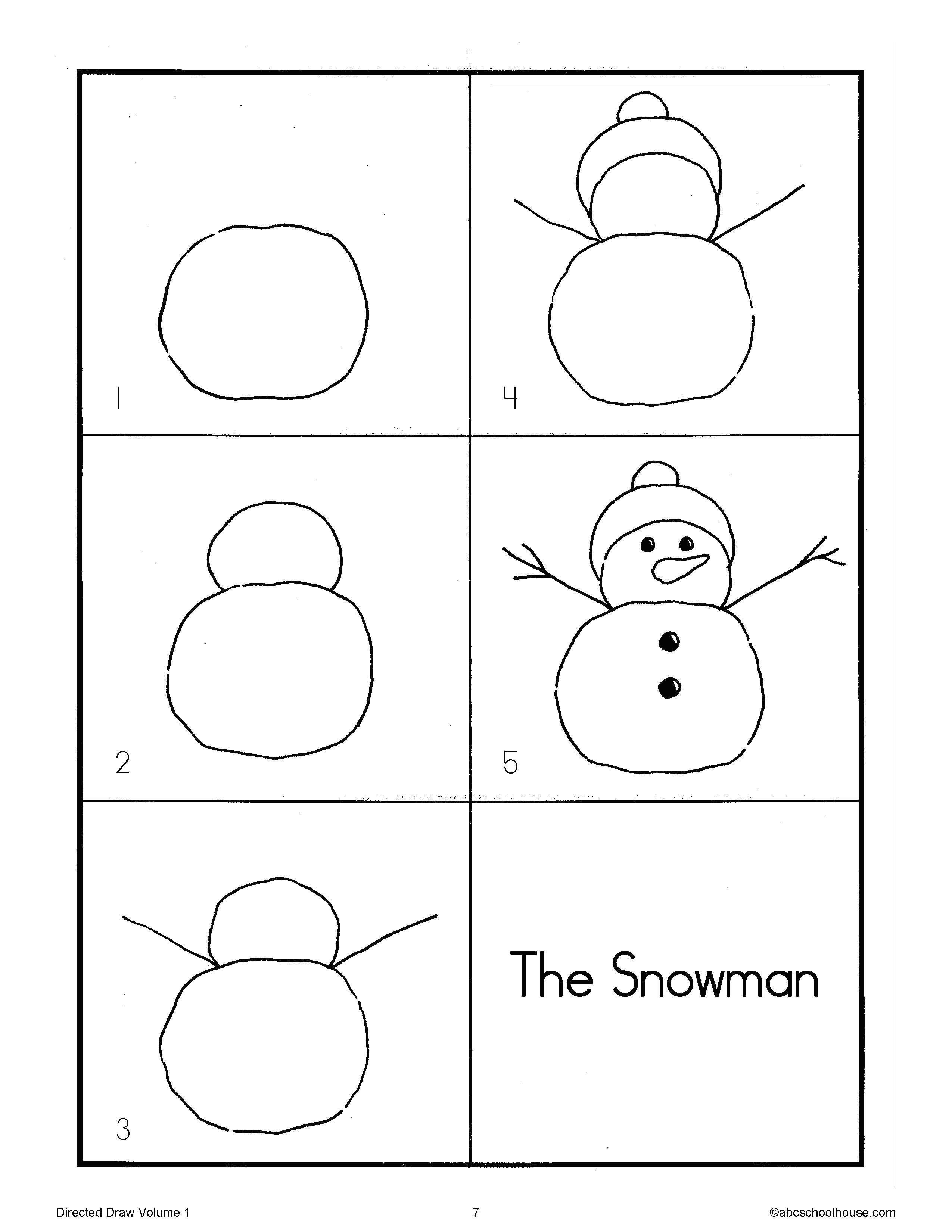 Easy Drawing for Kg 1 Directed Drawing Snowman Art Activities Directed Drawing