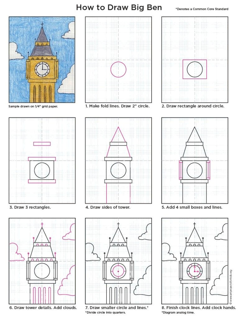 Easy Drawing for Kids.pdf Draw Big Ben Drawing with Kids Drawings Art Projects Art