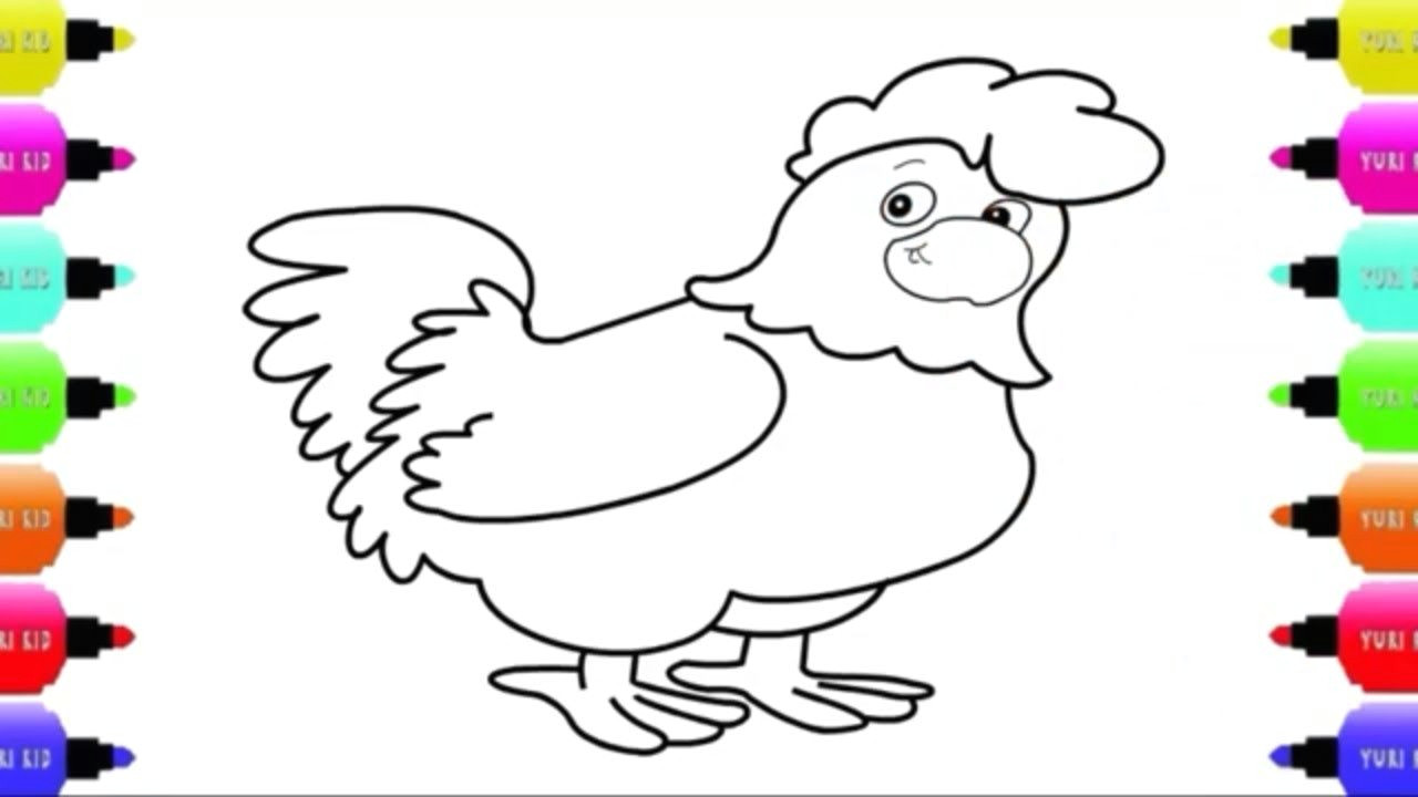 Easy Drawing Hen Draw A Colorful Hen Rooster for Kids Chicken Drawing Easy Step by