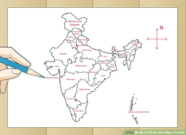 Easy Drawing India Map How to Draw the Map Of India with Pictures Wikihow