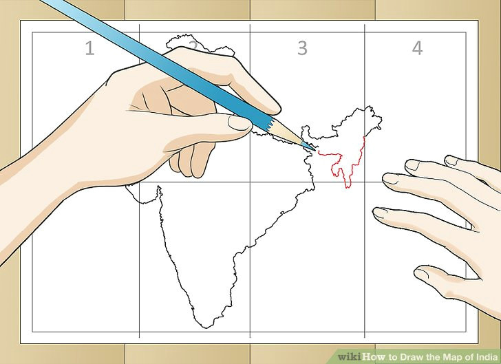 Easy Drawing India Map How to Draw the Map Of India with Pictures Wikihow