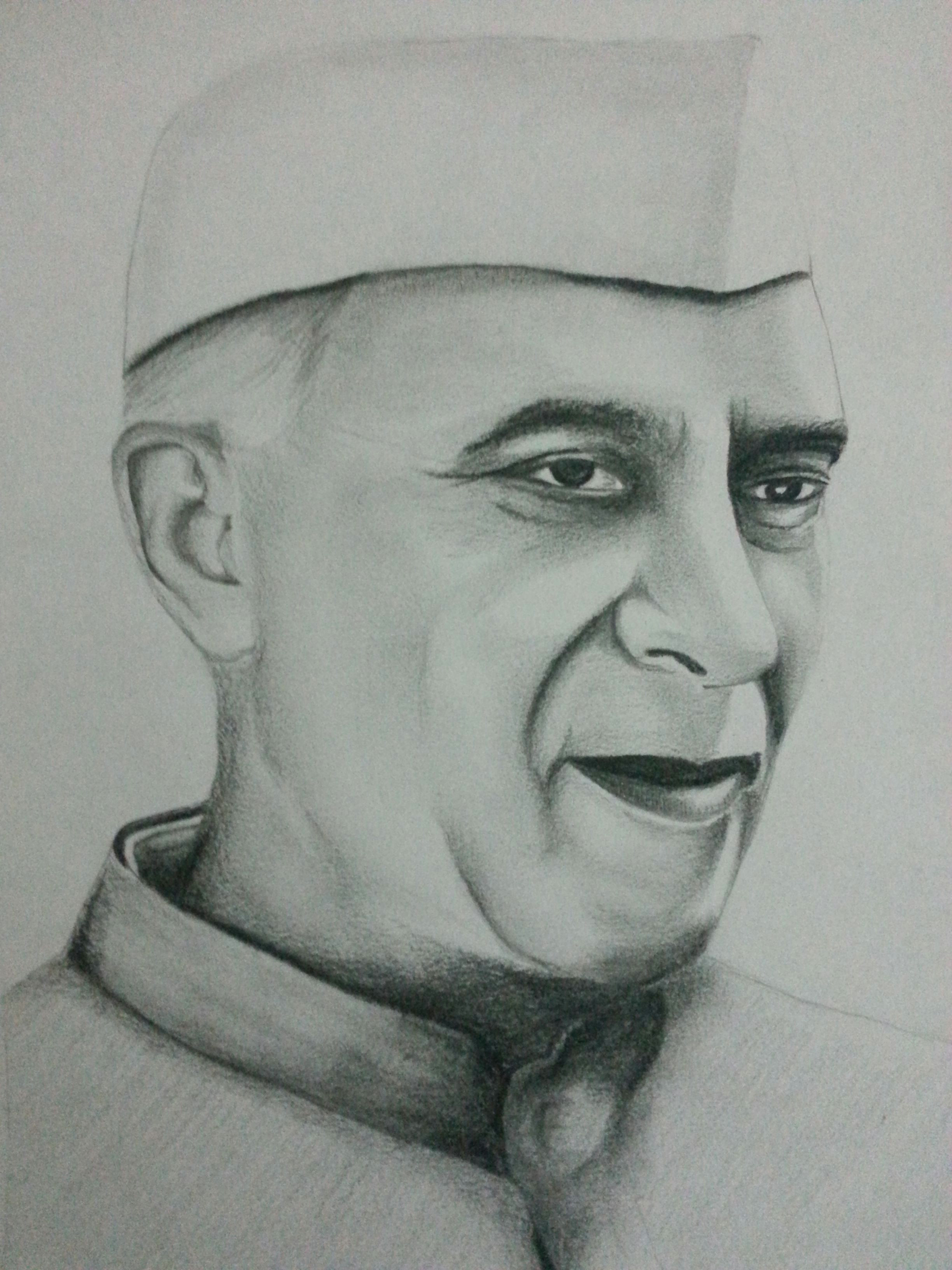 Easy Drawing Jawaharlal Nehru Easy Pencil Drawings Of Faces Drawing Of Jawaharlal Nehru Using