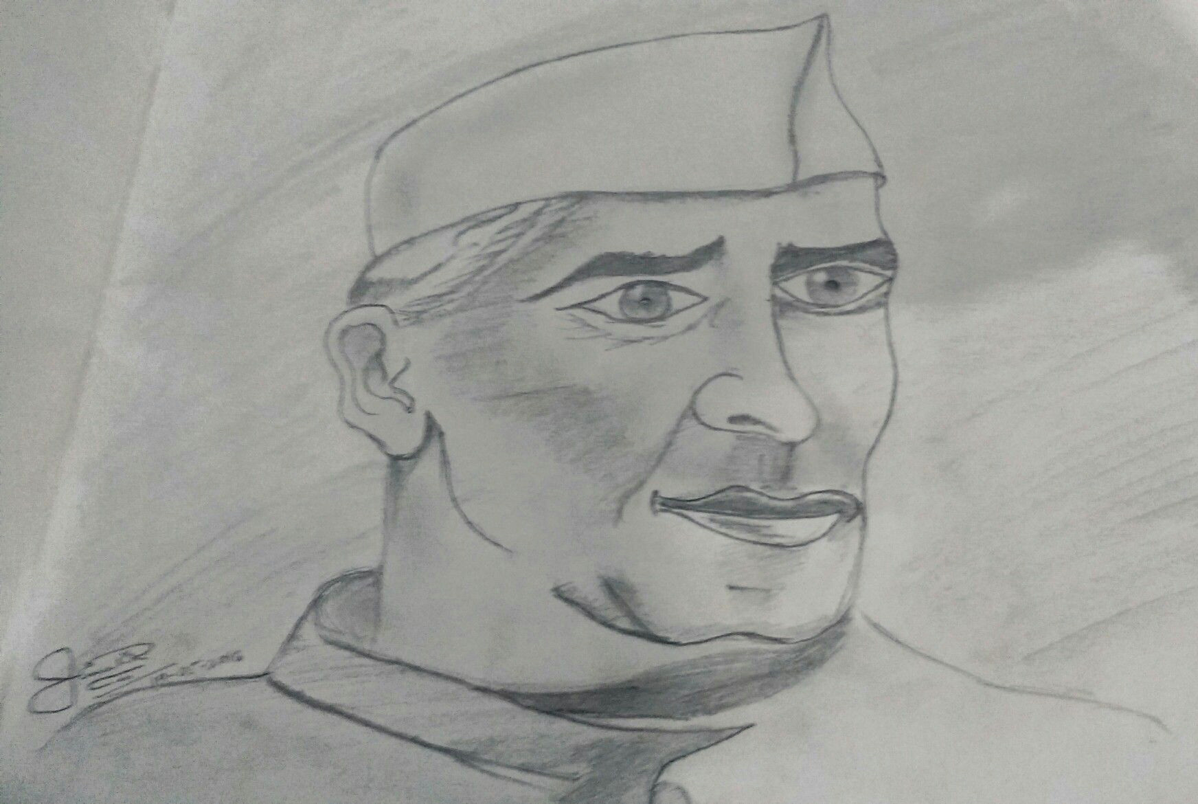 Easy Drawing Jawaharlal Nehru Jawaharlal Nehru Drawn by Himali Raichurad Amazing Art Amazing