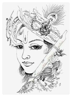 Easy Drawing Lord Krishna Outline Of Lord Krishna Google Search Paints On Glass Krishna