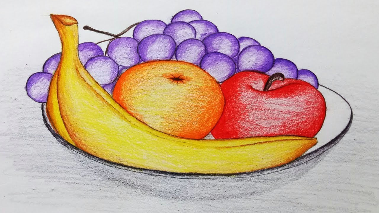 Easy Drawing Name Plate How to Draw A Plate Of Fruits Step by Step Easy Draw Youtube