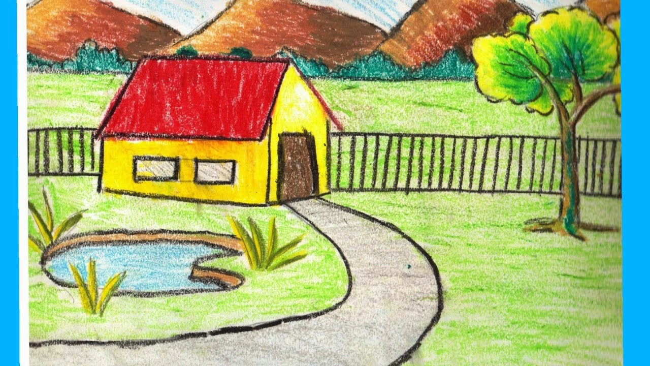 Easy Drawing Natural Scenery Nature Sketch for Kids at Paintingvalley Com Explore Collection Of