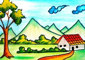 Easy Drawing Natural Scenery Nature Sketch for Kids at Paintingvalley Com Explore Collection Of