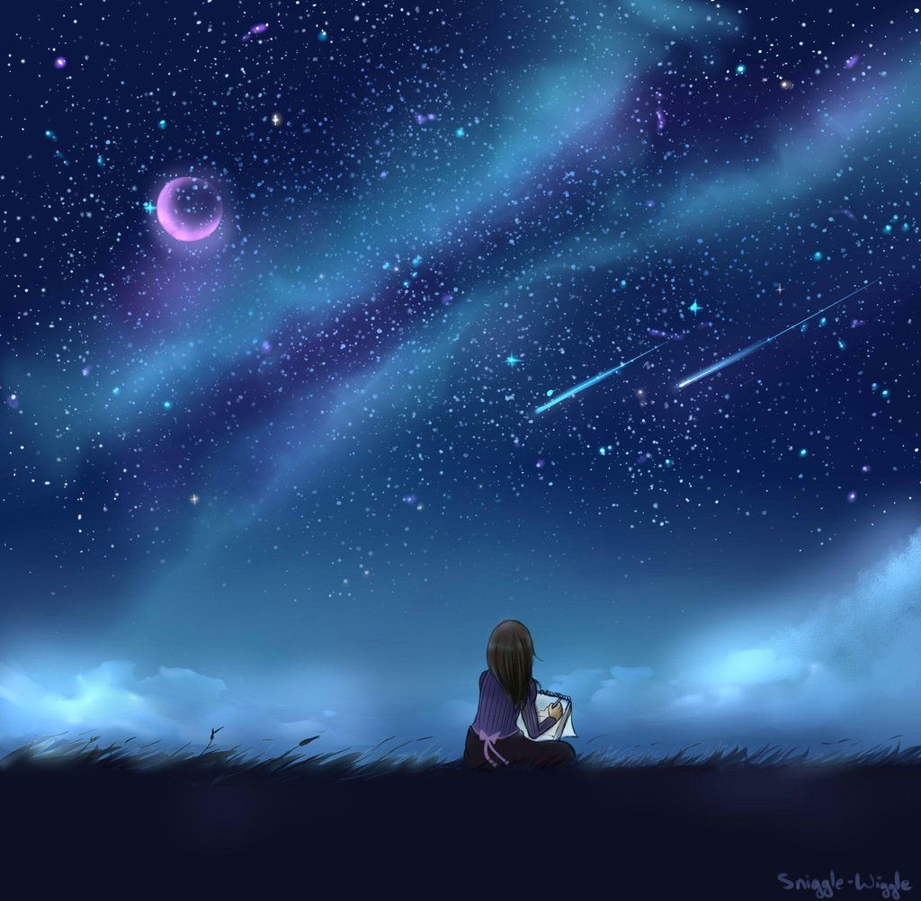 Easy Drawing Night Sky Girl Looking Into Night Sky Google Search something Awaits