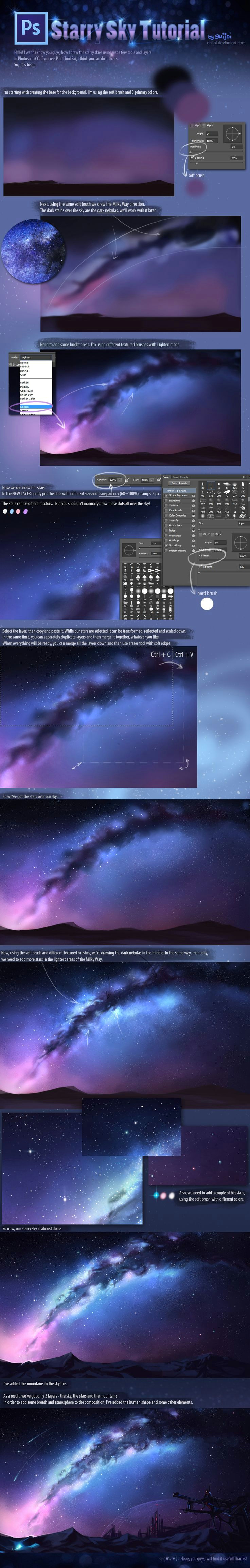 Easy Drawing Night Sky Starry Sky Tutorial by Enijoi Deviantart Com On Deviantart Adobe