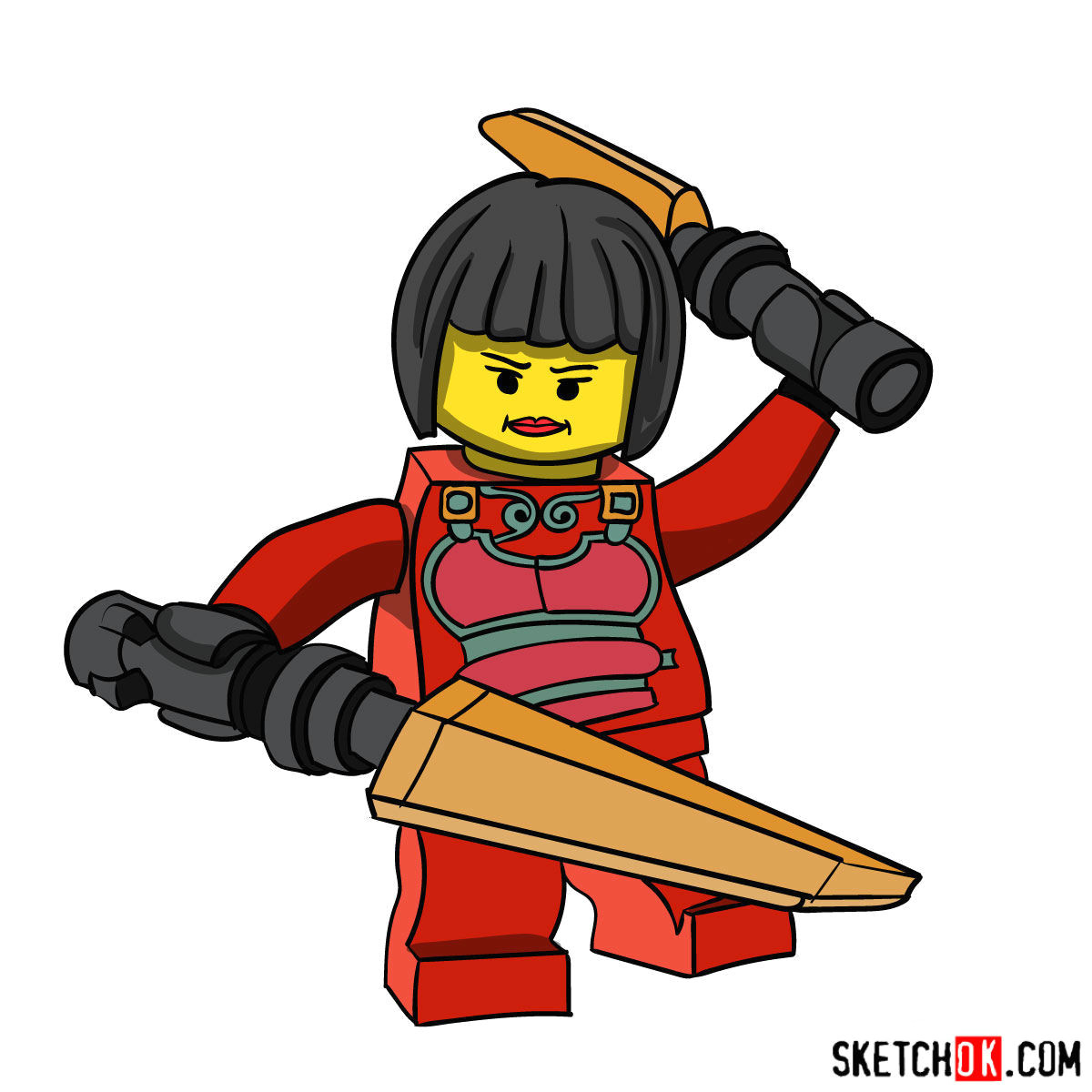 Easy Drawing Ninjago How to Draw Nya From Ninjago Step by Step Drawing Tutorials