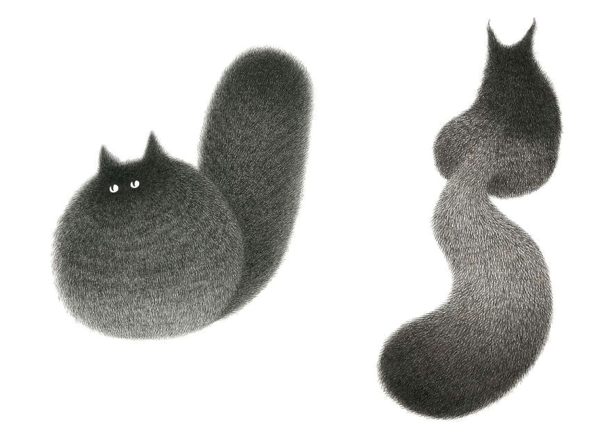 Easy Drawing Of A Black Cat Malaysian Artist Creates Fluffy Cats Using Just Ink and the Result