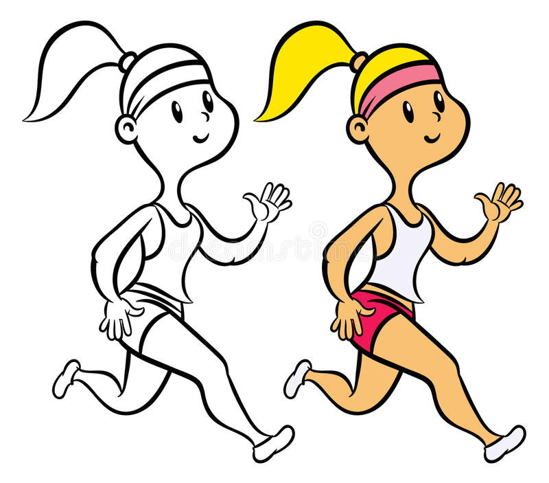 Easy Drawing Of A Girl Running How to Draw A Girl Running Vector Line Art Female Character Jogging