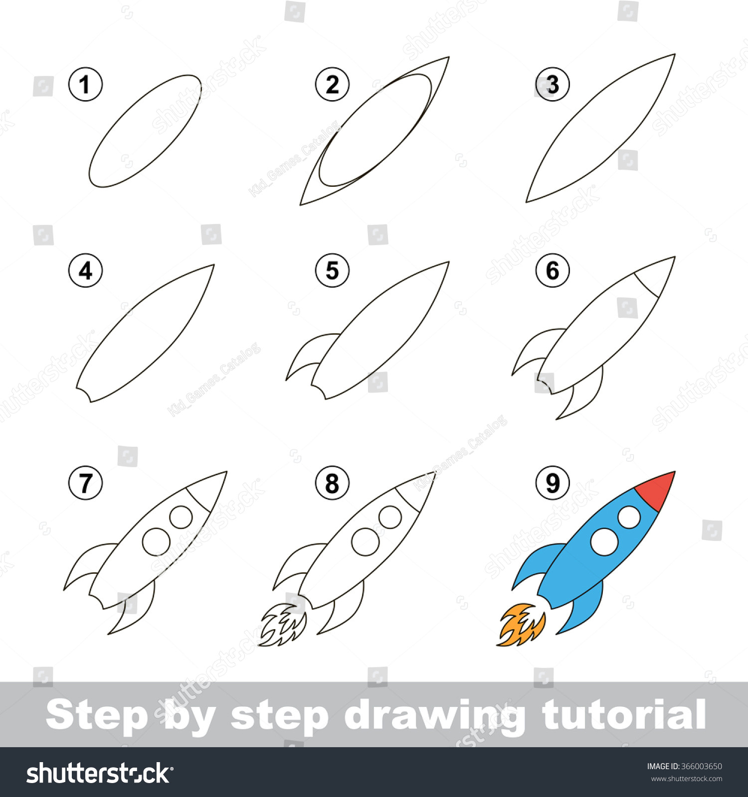 Easy Drawing Of Eid Drawing Tutorial How Draw toy Rocket Stock Vektorgrafik Lizenzfrei