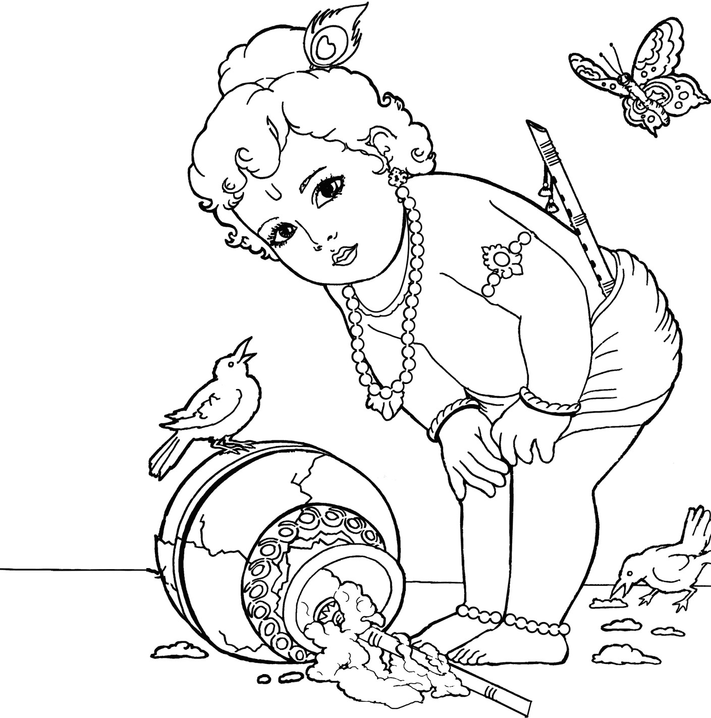 Easy Drawing Of Janmashtami Krishna Images Coloring Pages Krishna Krishna Drawing Lord Krishna