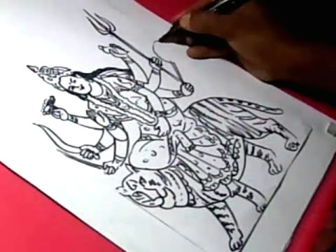 Easy Drawing Of Navratri How to Draw Lord Durga Drawing Step by Step for Kids Youtube