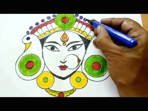 Easy Drawing Of Navratri How to Draw Make Telangana Bathukamma Color Drawing Videomoviles Com