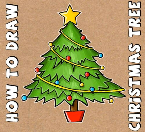 Easy Drawing Of Xmas Tree How to Draw A Cartoon Christmas Tree for Christmas with Easy Steps