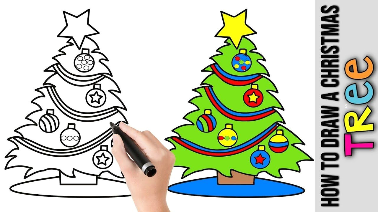 Easy Drawing Of Xmas Tree How to Draw A Christmas Tree A Cute Easy Drawing Tutorial for