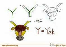 Easy Drawing Of Yak 25 Best Alphabet Animals Images Baby Learning Drawings Drawing