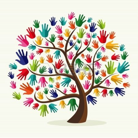 Easy Drawing On Unity In Diversity Diversity Multi Ethnic Hand Tree Illustration Over Stripe Pattern