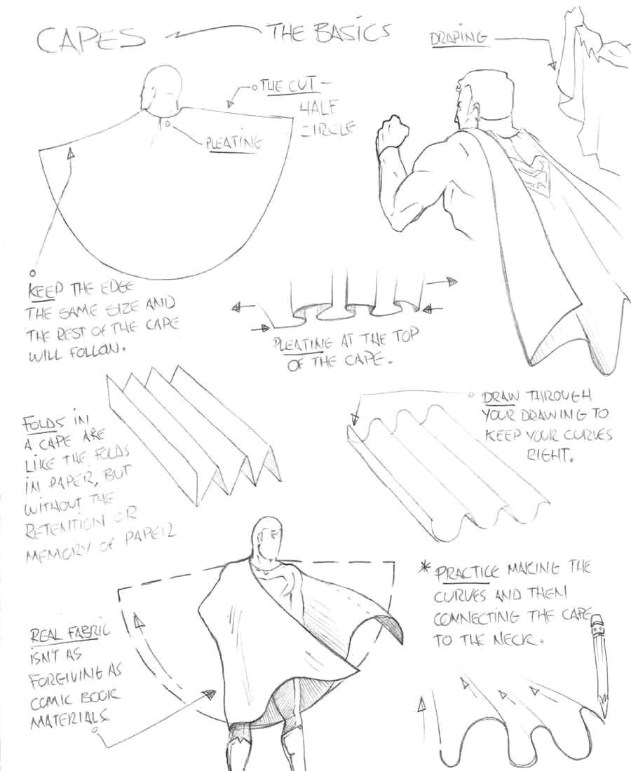Easy Drawing References How to Draw Tutorial Drawing A Cape for Comic Manga Panel