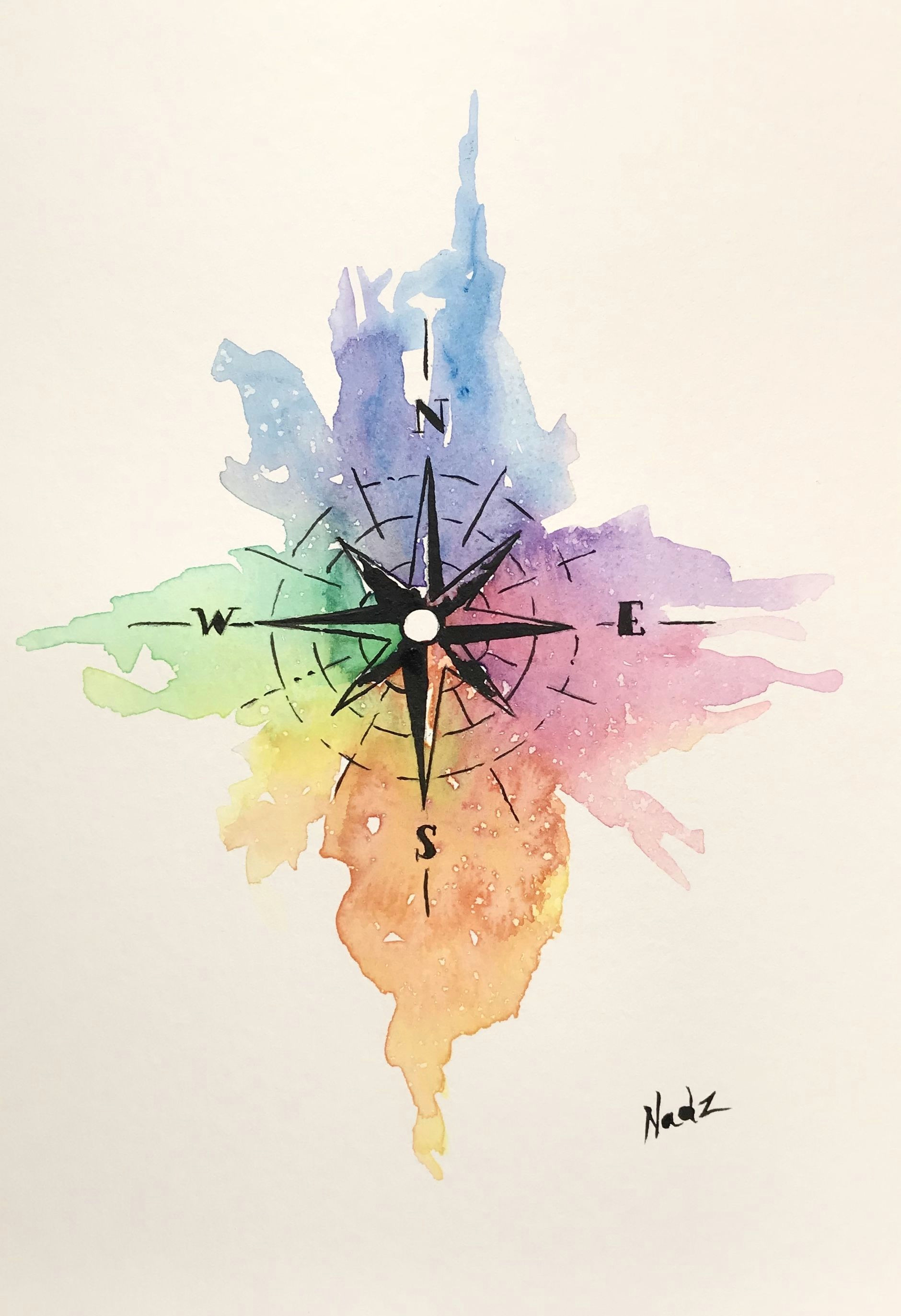 Easy Drawing Using Watercolor Watercolor Painting Etsy Compass Gift Idea Bible Art