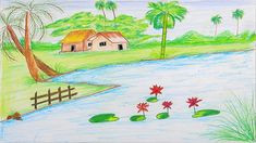 Easy Drawing Village Scene 63 Best Easy Drawing Images Easy Drawings Simple Drawings Landscape