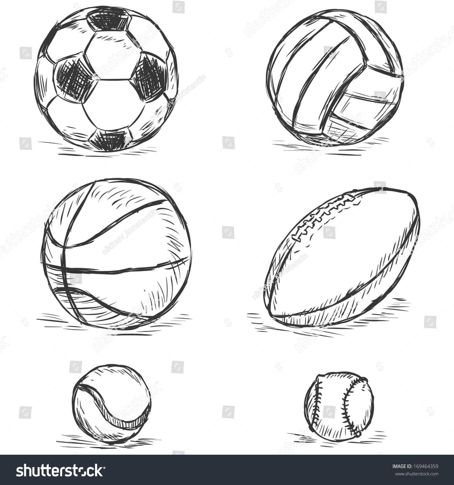 Easy Drawing Volleyball Vector Sketch Illustration Sport Balls Football Volleyball