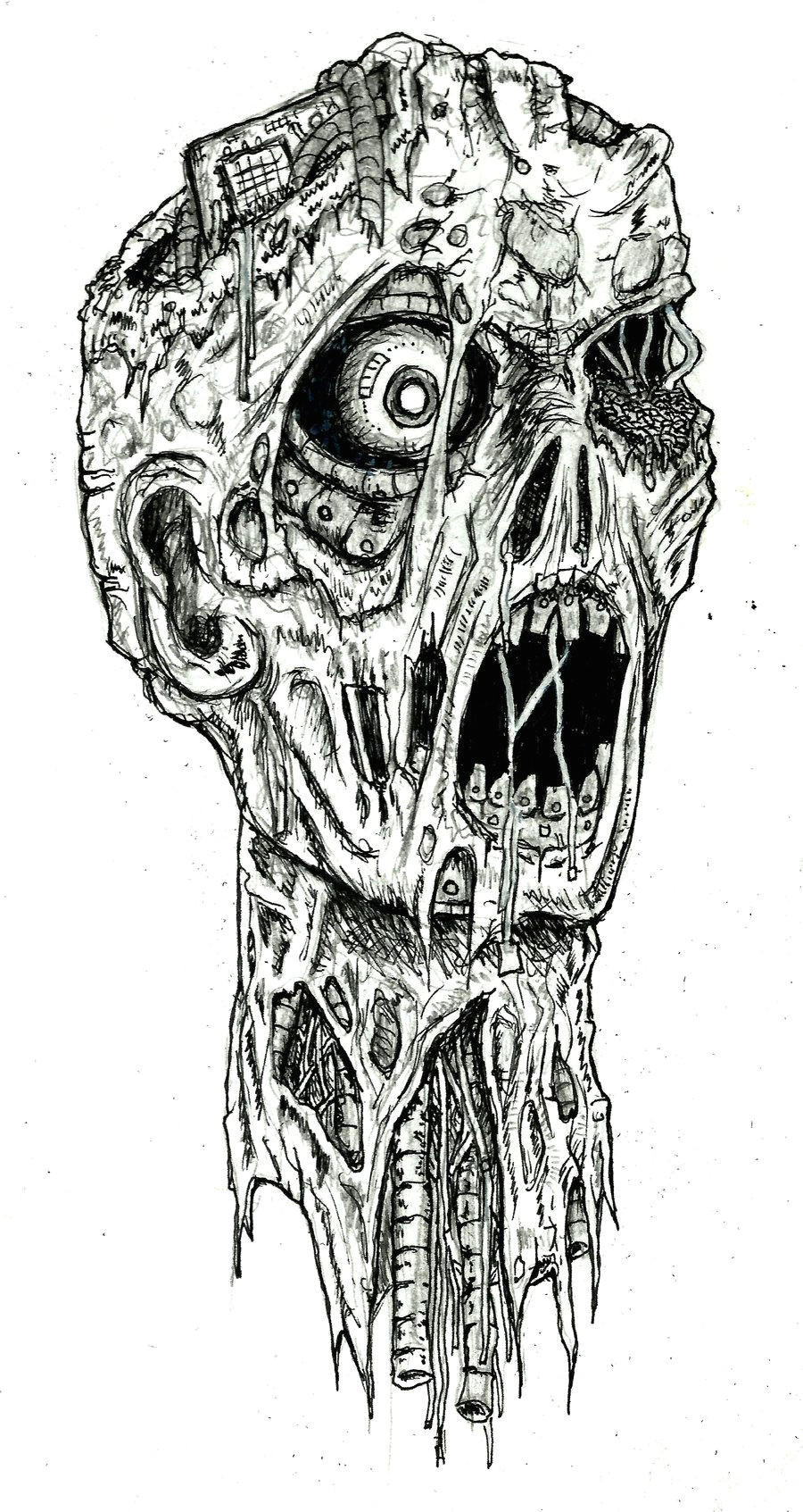 Easy Drawing Zombie Zombie Drawings In Pencil Robot Zombie by Ayillustrations