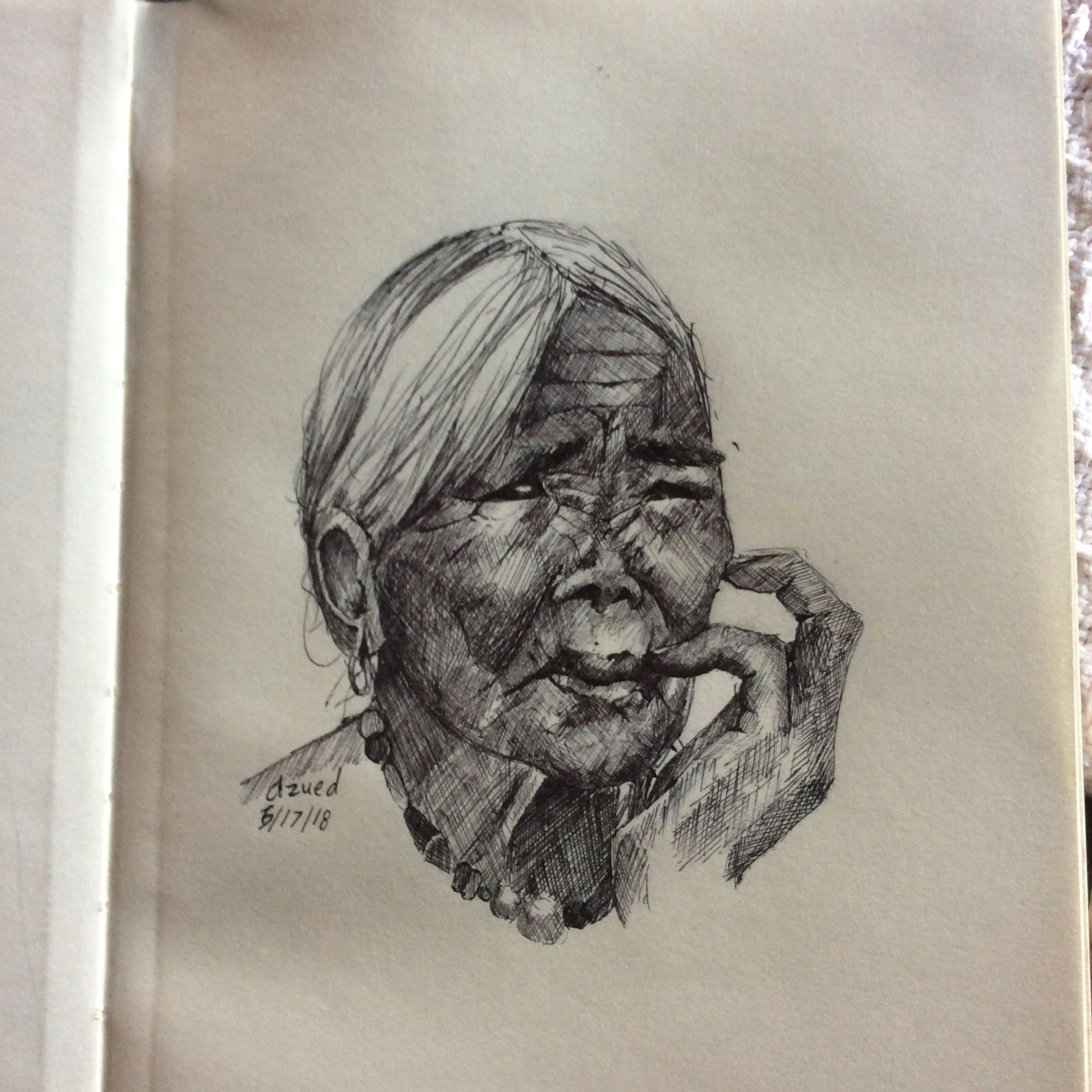 Easy Drawings by Famous Artists Apo Whang Od the Last Kalinga Tattoo Artist A Pen Sketch Dzued