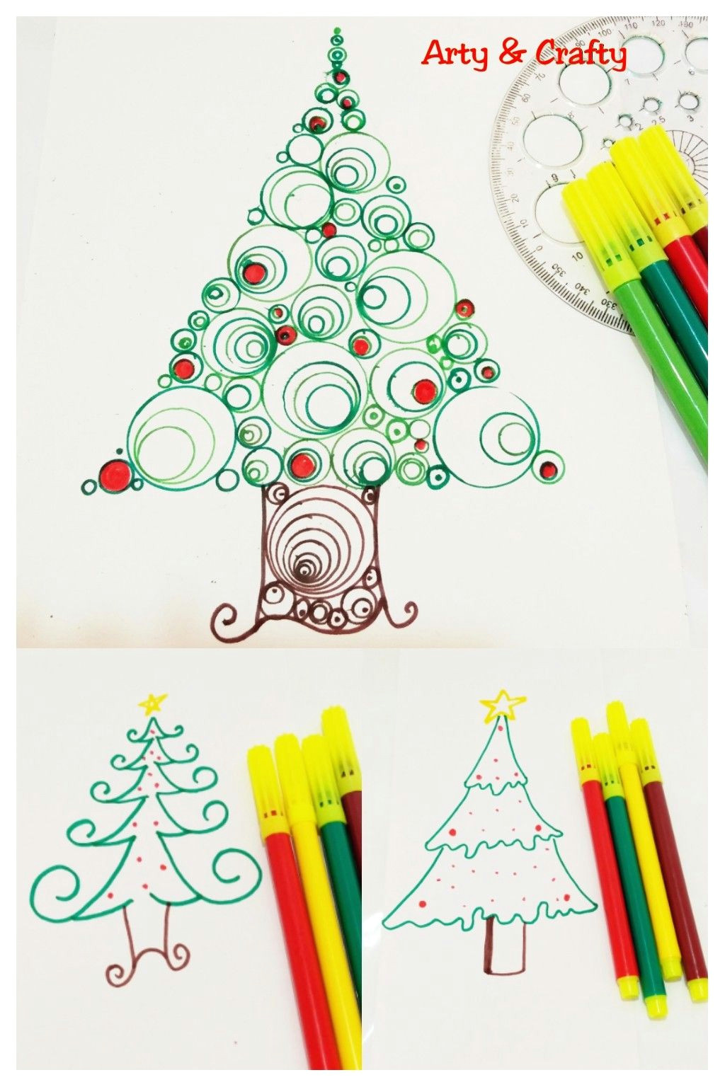 Easy Drawings Christmas Tree Learn How to Draw 3 Types Of Christmas Tree Xmas Easy Christmas