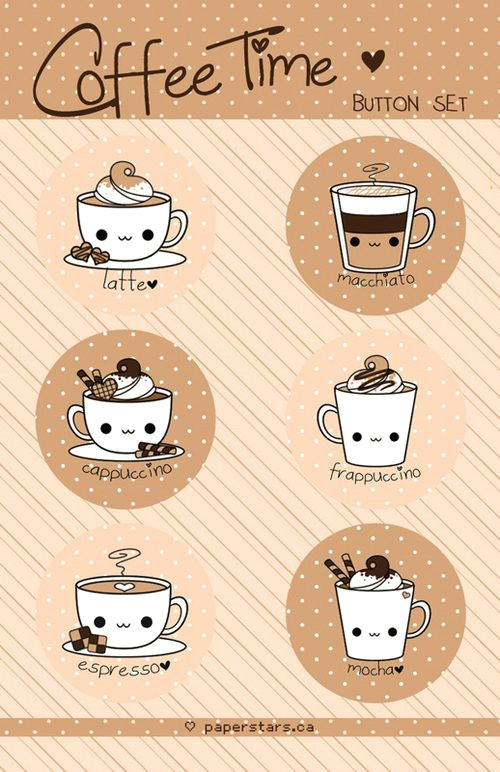 Easy Drawings Coffee Coffee Time Magnet Set Easy Kawaii Drawing Cafe Dibujos Kawaii