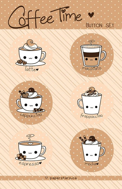 Easy Drawings Coffee Coffee Time Magnet Set Easy Kawaii Drawing Cafe Dibujos Kawaii