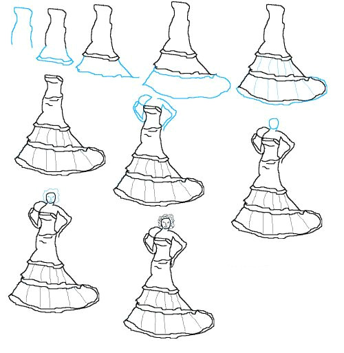 Easy Drawings Dresses Image Detail for How to Draw Wedding Dresses Step by Step 500×513
