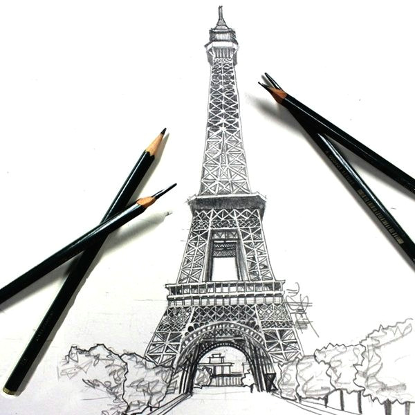 Easy Drawings Eiffel tower 40 Easy Eiffel tower Drawing Ideas to Try Art Pinterest