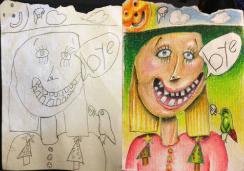 Easy Drawings for Your Dad Awesome Dad Turns His Kids Doodles In Works Of Art 12 Photos