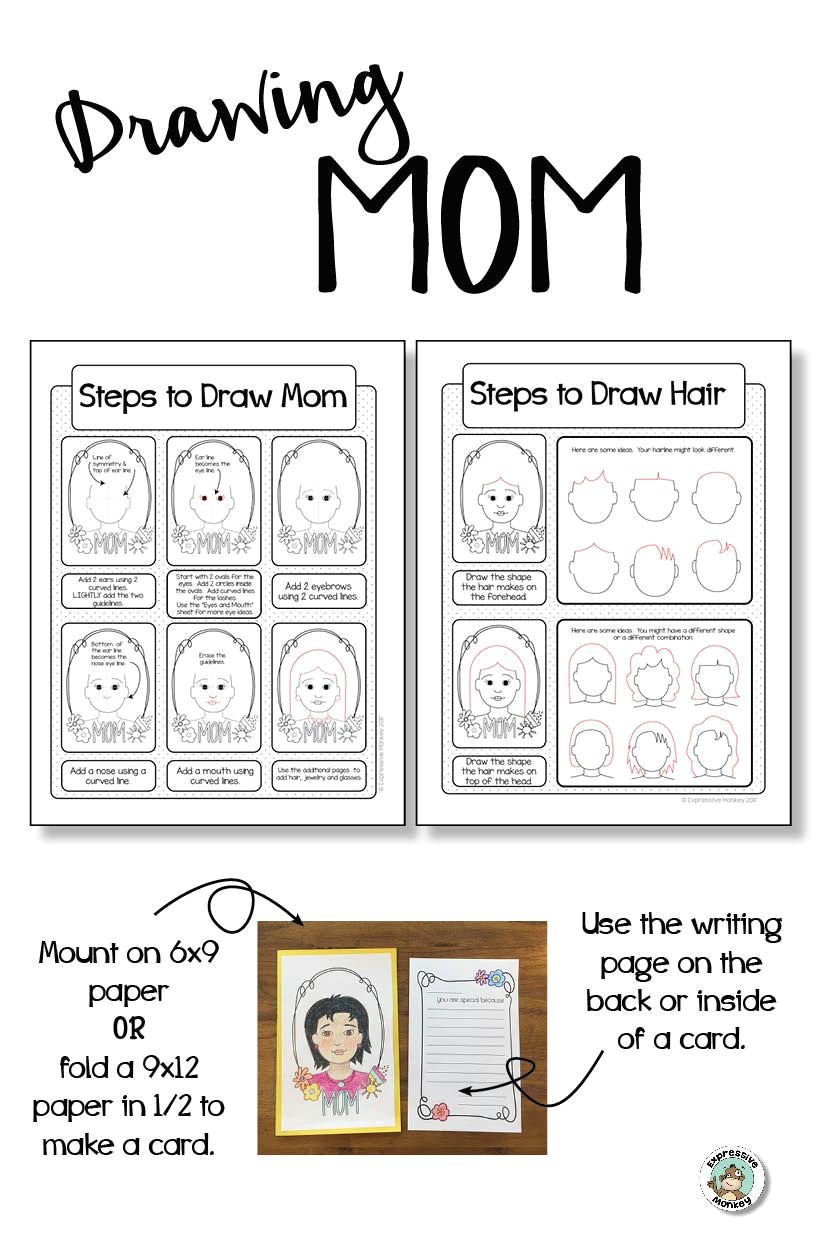 Easy Drawings for Your Mom Mother S Day Card Drawing Mom Directed Drawing with Choices Art