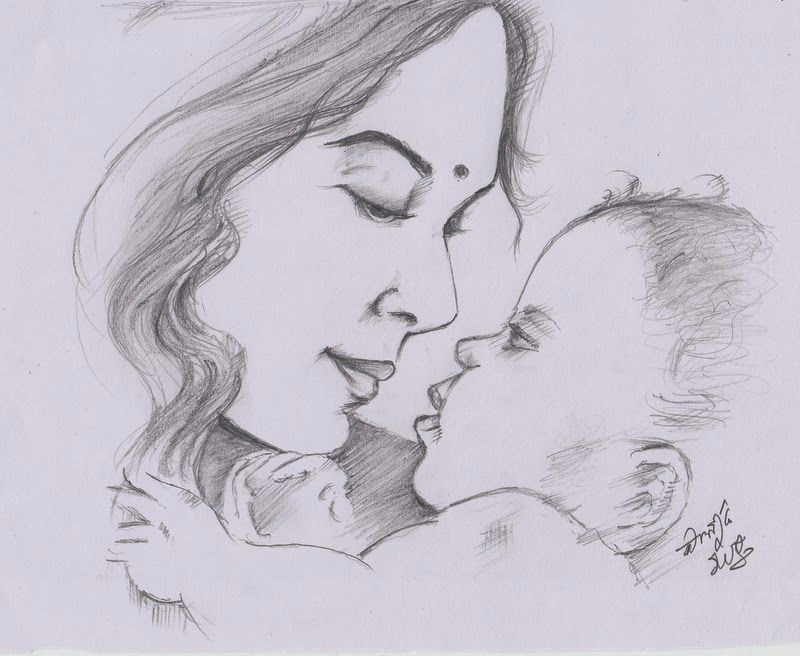 Easy Drawings for Your Mom My Pencil Drawing Of Indian Mother Portraits In 2019 Drawings